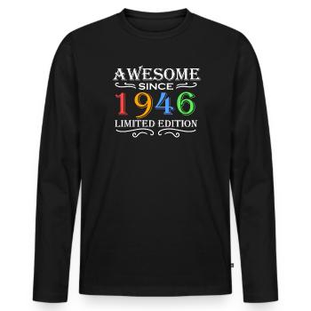 1946 - Né en 1946 - Fantastique depuis 1946 - T-shirt manches longues Premium bio Homme - noir - Devant - Nico (187cm)