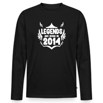 2014 - Jahrgang 2014 - Baujahr 2014 Geschenk - Männer Premium Bio Langarmshirt - Schwarz - Vorne - Nico (187cm)