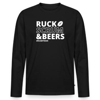 rugby, rugby sport, rugby humor - Men's Premium Organic Long Sleeve Shirt - black - Front - Nico (187cm)