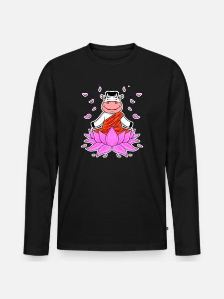 Yoga Cow - Men's Premium Organic Long Sleeve Shirt - black