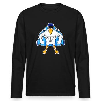 Muscular Seagull Seagull Gift - Men's Premium Organic Long Sleeve Shirt - black - Front - Nico (187cm)