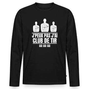 tir, club de tir, cours de tir - T-shirt manches longues Premium bio Homme - noir - Devant - Nico (187cm)