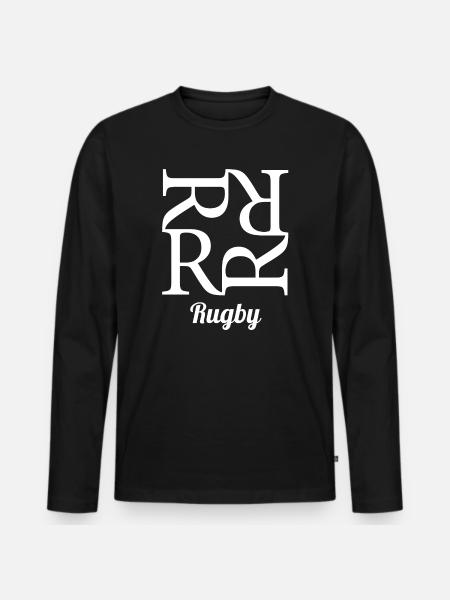 Rugby, Rugby-Sport, Rugby-Humor - Männer Premium Bio Langarmshirt - Schwarz