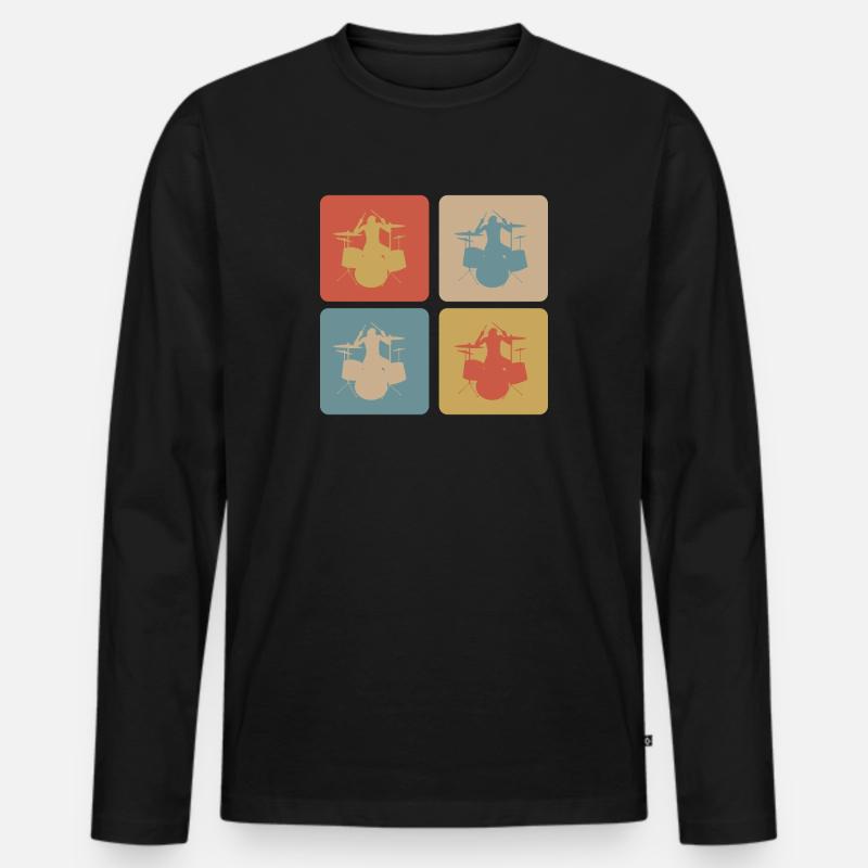 Schlagzeug Design - Männer Premium Bio Langarmshirt - Schwarz