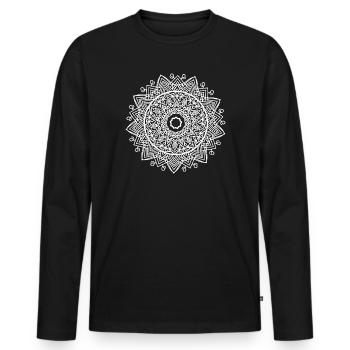 Mandala - Männer Premium Bio Langarmshirt - Schwarz - Vorne - Nico (187cm)