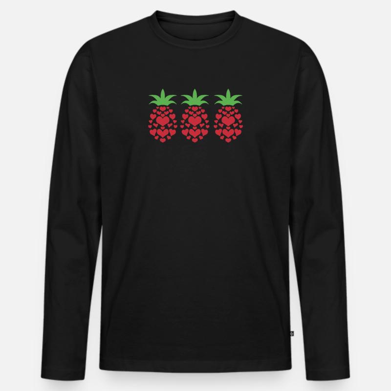 Ananas Herz - Männer Premium Bio Langarmshirt - Schwarz