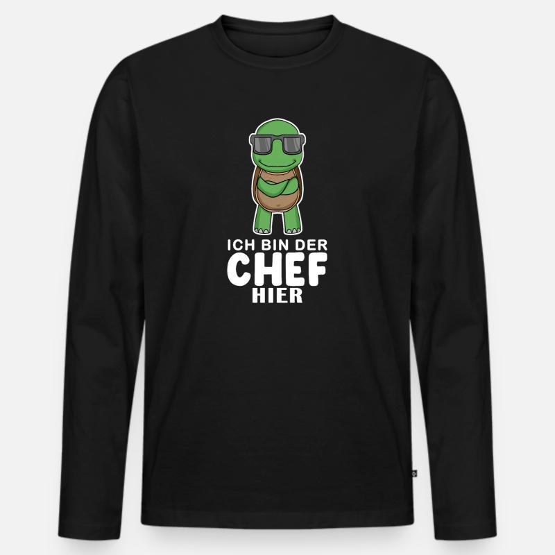 Cool Schildkröte Chef - Männer Premium Bio Langarmshirt - Schwarz