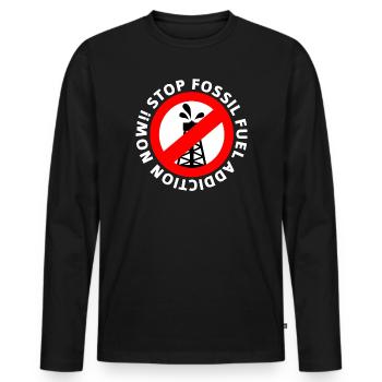 Stop Fossil Fuel Addiction Symbol - Männer Premium Bio Langarmshirt - Schwarz - Vorne - Nico (187cm)