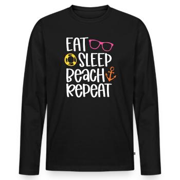 Eat Sleep Beach Repeat - Men's Premium Organic Long Sleeve Shirt - black - Front - Nico (187cm)