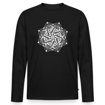 Mandala - Männer Premium Bio Langarmshirt - Schwarz - Vorne - Nico (187cm)