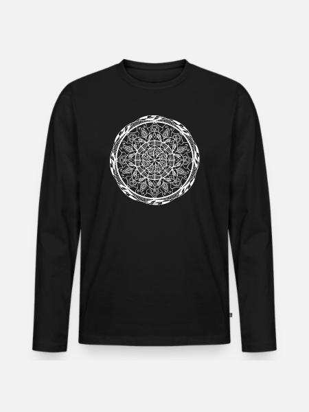 Mandala - Männer Premium Bio Langarmshirt - Schwarz