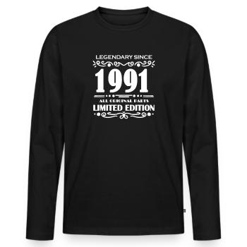 1991 - Year of construction 1991 - Born 1991 - Men's Premium Organic Long Sleeve Shirt - black - Front - Nico (187cm)