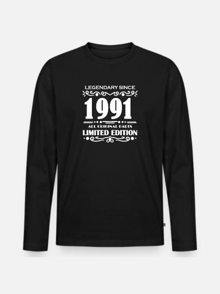 1991 - Byggeår 1991 - Født 1991 - Premium økologisk langærmet T-shirt til mænd - sort