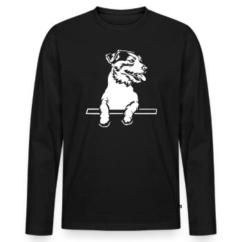 Jack Russell Terrier "Black Edition" - Men's Premium Organic Long Sleeve Shirt - black - Front - Nico (187cm)