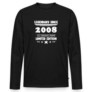 2008 - Baujahr 2008 - Jahrgang 2008 - Männer Premium Bio Langarmshirt - Schwarz - Vorne - Nico (187cm)