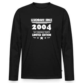 2004 - Baujahr 2004 - Jahrgang 2004 - Männer Premium Bio Langarmshirt - Schwarz - Vorne - Nico (187cm)