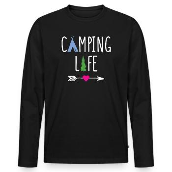 Campingleben - Männer Premium Bio Langarmshirt - Schwarz - Vorne - Nico (187cm)
