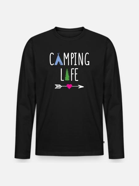 Camping Life - Men's Premium Organic Long Sleeve Shirt - black