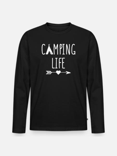 Camping Life - Men's Premium Organic Long Sleeve Shirt - black