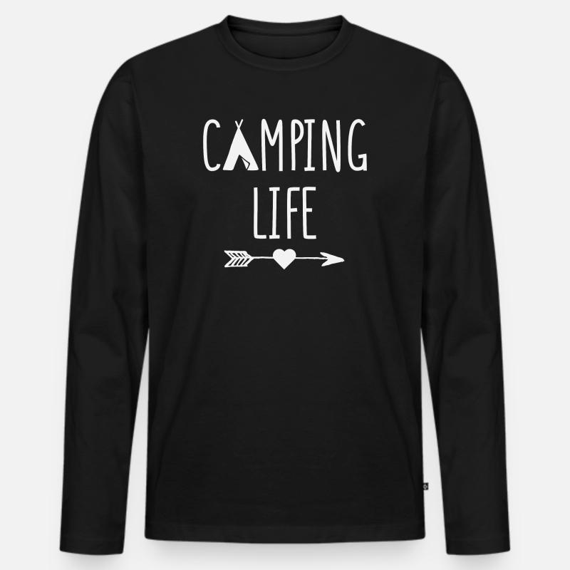 Campingleben - Männer Premium Bio Langarmshirt - Schwarz