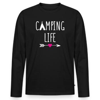 Campingleben - Männer Premium Bio Langarmshirt - Schwarz - Vorne - Nico (187cm)