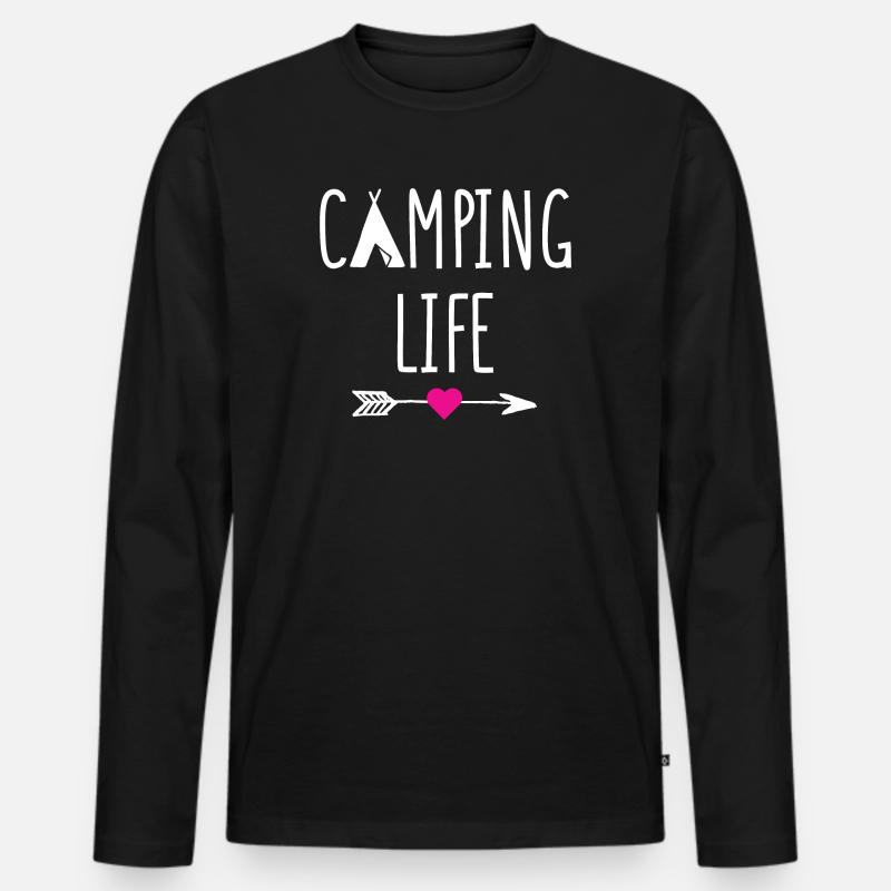 Campingleben - Männer Premium Bio Langarmshirt - Schwarz