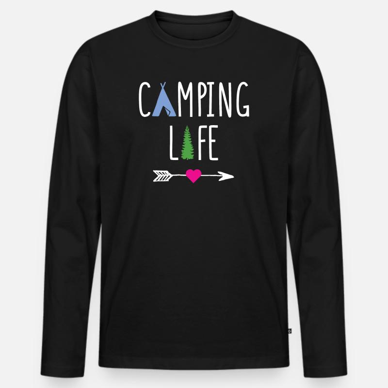 Leben auf dem Campingplatz - Männer Premium Bio Langarmshirt - Schwarz