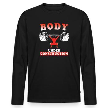 Corps En Construction - texte Pour Bodybuilders - T-shirt manches longues Premium bio Homme - noir - Devant - Nico (187cm)
