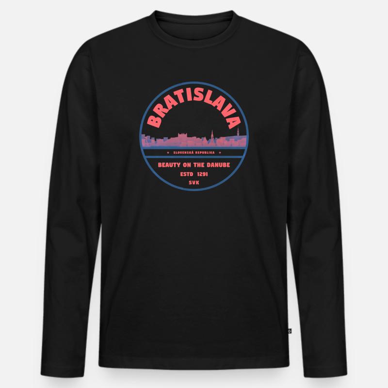 Bratislava Skyline Danube - Männer Premium Bio Langarmshirt - Schwarz