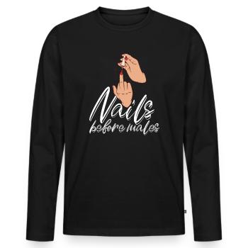 Les ongles avant les hommes Créateur d’ongles - T-shirt manches longues Premium bio Homme - noir - Devant - Nico (187cm)