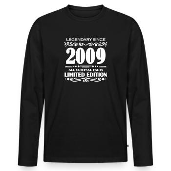 2009 - Baujahr 2009 - Jahrgang 2009 - Männer Premium Bio Langarmshirt - Schwarz - Vorne - Nico (187cm)