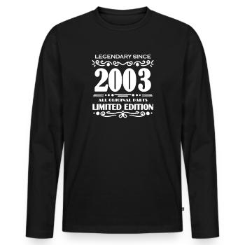 2003 - Baujahr 2003 - Jahrgang 2003 - Männer Premium Bio Langarmshirt - Schwarz - Vorne - Nico (187cm)