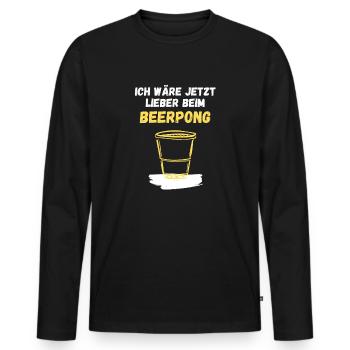 Ich wäre jetzt lieber beim Beerpong - Männer Premium Bio Langarmshirt - Schwarz - Vorne - Nico (187cm)