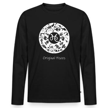 Signe du zodiaque Poissons 001 blanc - T-shirt manches longues Premium bio Homme - noir - Devant - Nico (187cm)
