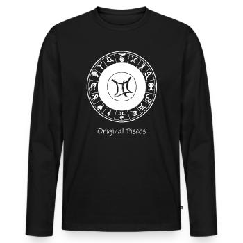 Sternzeichen Fische 002 weiß - Männer Premium Bio Langarmshirt - Schwarz - Vorne - Nico (187cm)