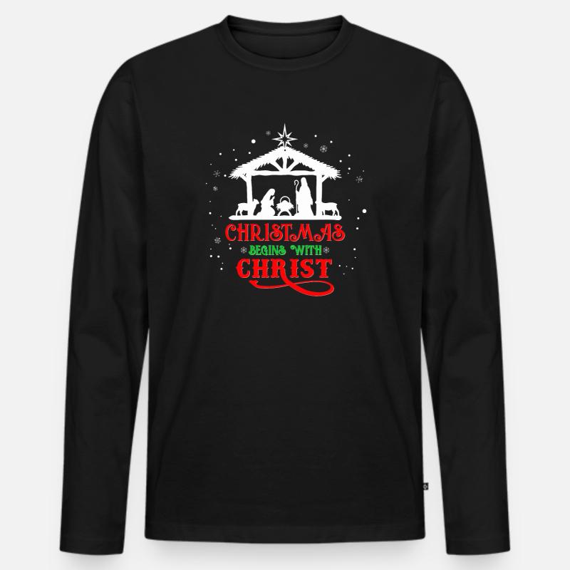 Weihnachten beginnt mit Christus - Männer Premium Bio Langarmshirt - Schwarz