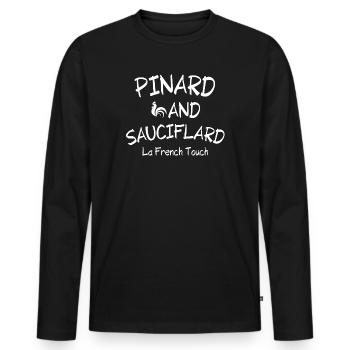 France, je suis Français - T-shirt manches longues Premium bio Homme - noir - Devant - Nico (187cm)
