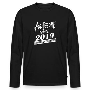 2019 - Vintage 2019 - Fantastic since 2019 - Men's Premium Organic Long Sleeve Shirt - black - Front - Nico (187cm)