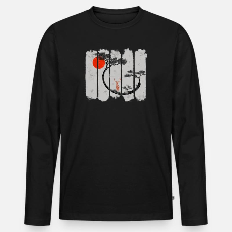 Shika - Männer Premium Bio Langarmshirt - Schwarz