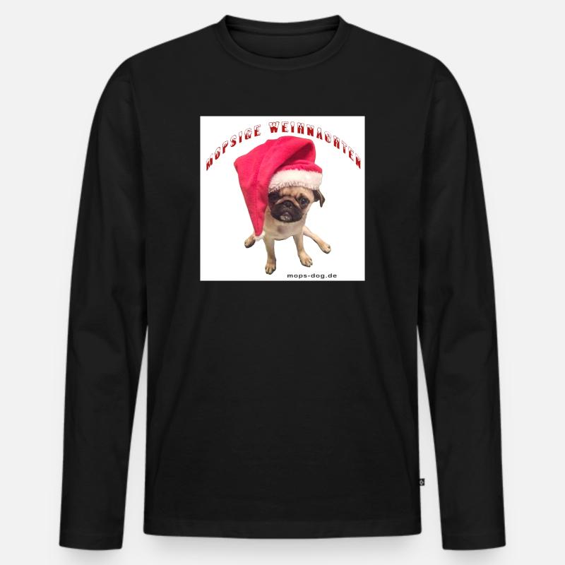 Weihnachtshund mit Hausschmuck - Männer Premium Bio Langarmshirt - Schwarz