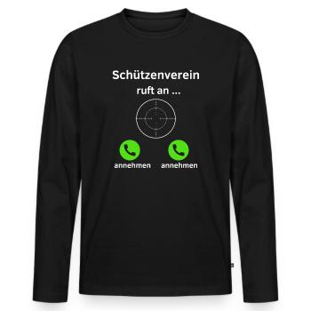 Schützenverein ruft an - annehmen oder annehmen? - Männer Premium Bio Langarmshirt - Schwarz - Vorne - Nico (187cm)