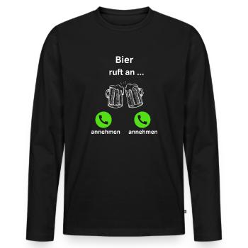 Bier ruft an - annehmen oder annehmen? - Männer Premium Bio Langarmshirt - Schwarz - Vorne - Nico (187cm)