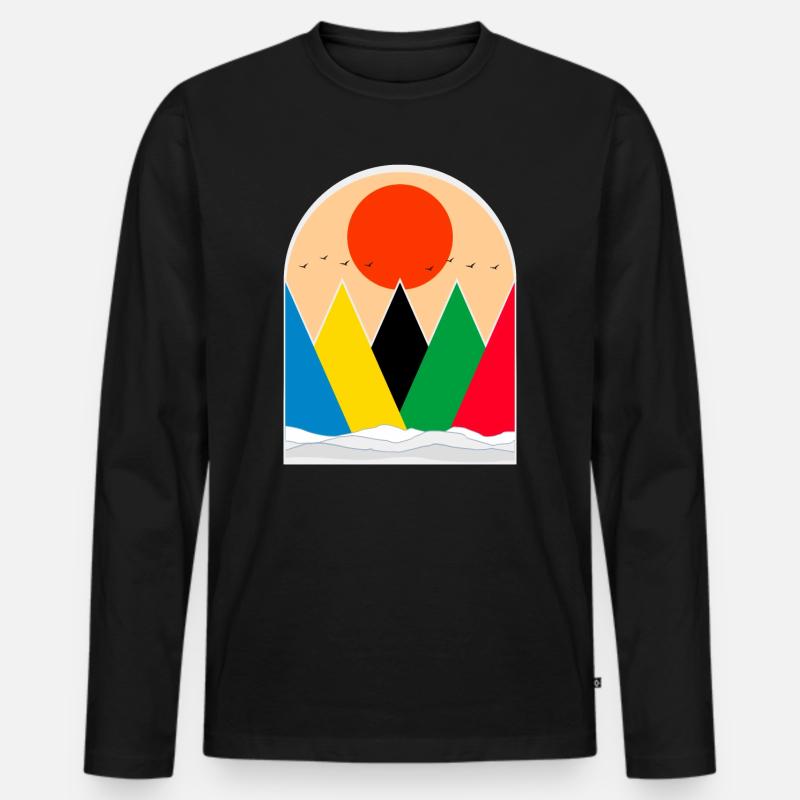 Die Berge - Männer Premium Bio Langarmshirt - Schwarz