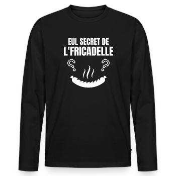 fricadelle, fricandelle, snack, nord, Belgique - T-shirt manches longues Premium bio Homme - noir - Devant - Nico (187cm)