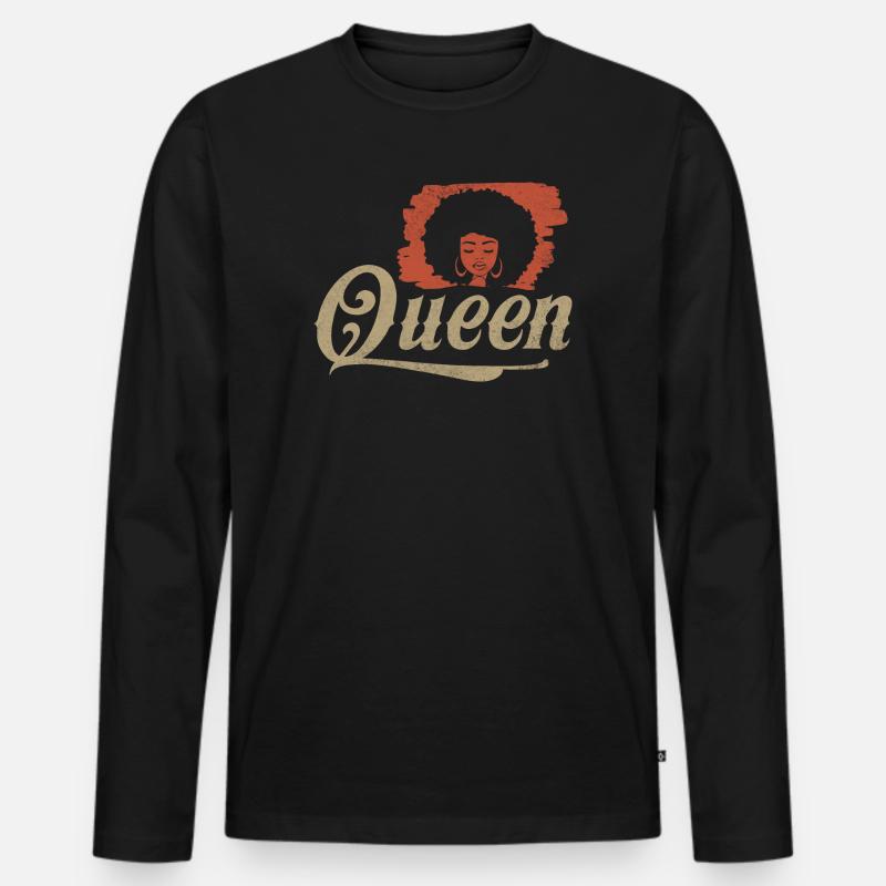 Queen Afro Silhouette - Männer Premium Bio Langarmshirt - Schwarz