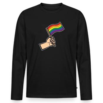Drapeau arc-en-ciel Droits de l’homme Sexualité LGBT - T-shirt manches longues Premium bio Homme - noir - Devant - Nico (187cm)