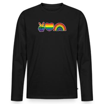 Human Rights Rainbow Gay Lgbt Heart Homo - Men's Premium Organic Long Sleeve Shirt - black - Front - Nico (187cm)