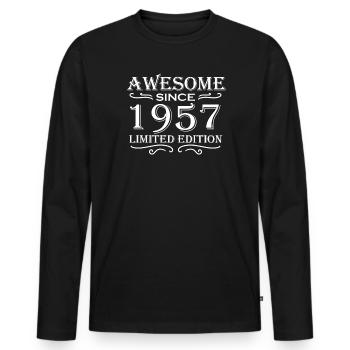 1957 - Né en 1957 - Fantastique depuis 1957 - T-shirt manches longues Premium bio Homme - noir - Devant - Nico (187cm)