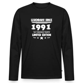 1991 - Born 1991 - Year of construction 1991 - Men's Premium Organic Long Sleeve Shirt - black - Front - Nico (187cm)