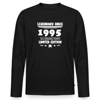 1995 - Born 1995 - Year of construction 1995 - Men's Premium Organic Long Sleeve Shirt - black - Front - Nico (187cm)